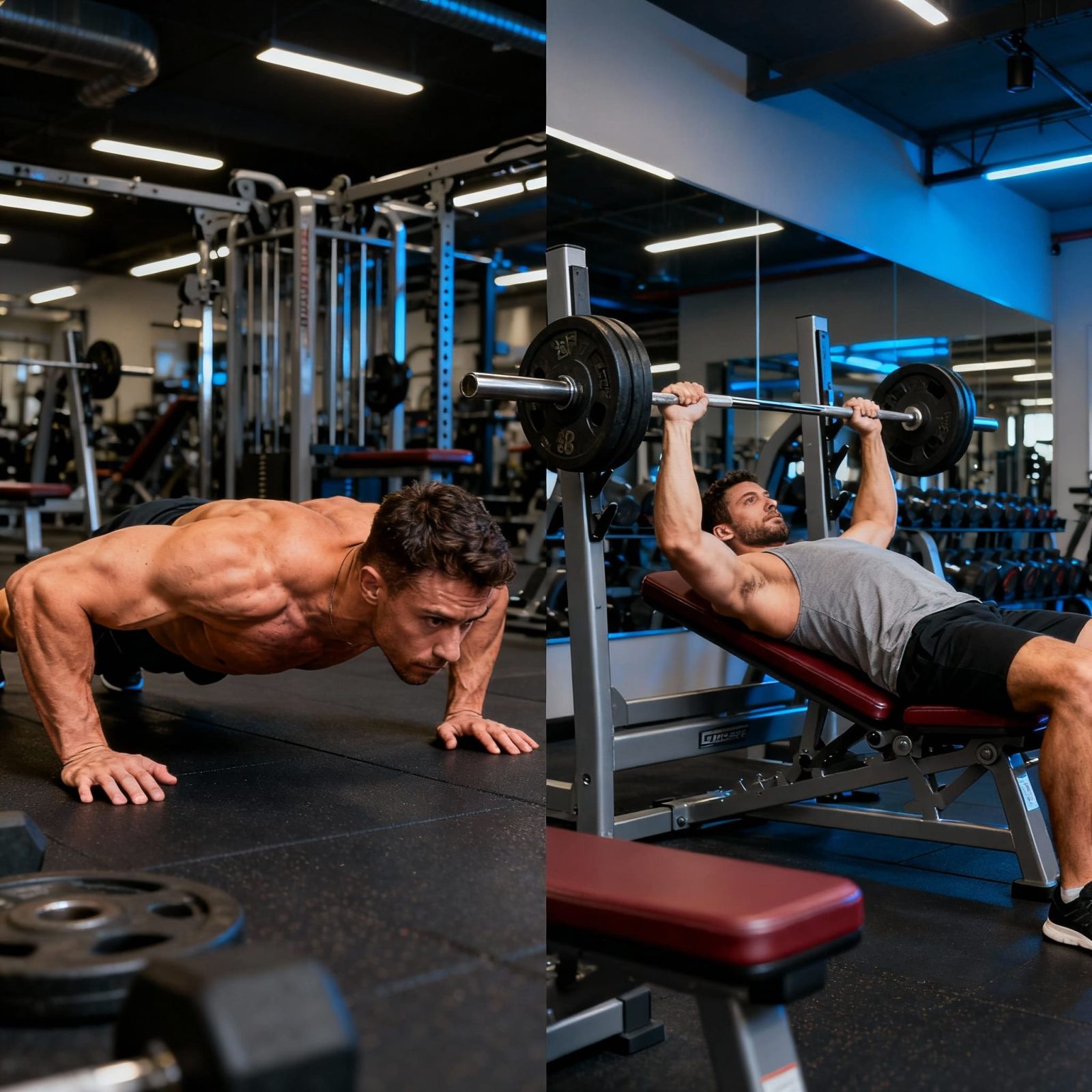 Press de Banca vs Flexiones: ¿Cuál es Mejor para Ganar Masa Muscular? Press de Banca vs Flexiones - Comparativa para ganar masa muscular